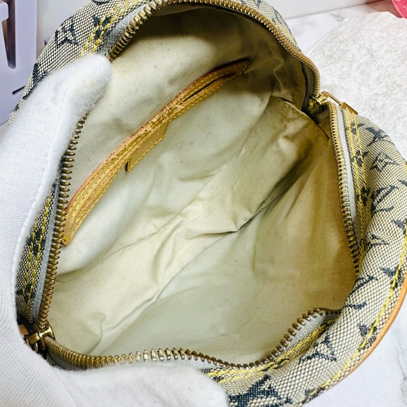 EUC Vintage Louis Vuitton Jeanne GM Blue Mini Lin Canvas Round Shoulder Bag - Picture 13 of 16